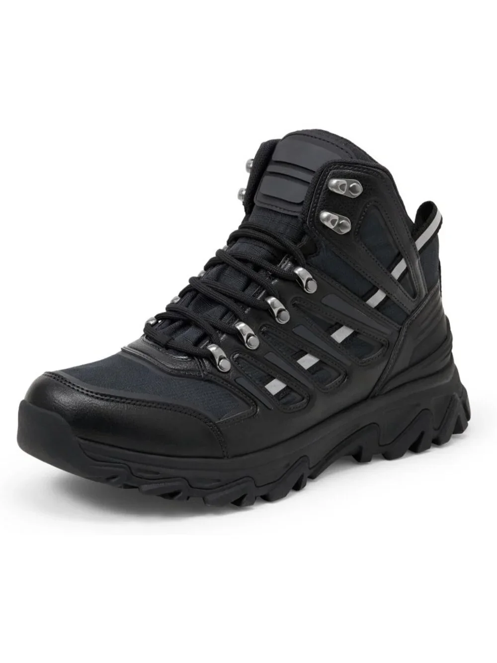 Men's Black Waterproof Shoes Casual High Top Round Toe Non Slip Hiking Boots